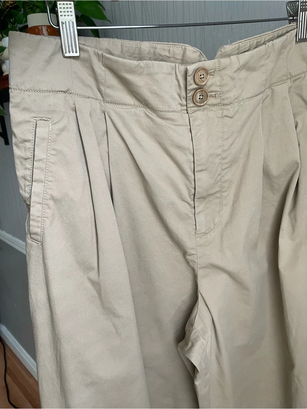 Maeve by Anthropologie Khaki Wide Leg Pants Women’s Size 10 Pleated High Rise - Picture 6 of 12